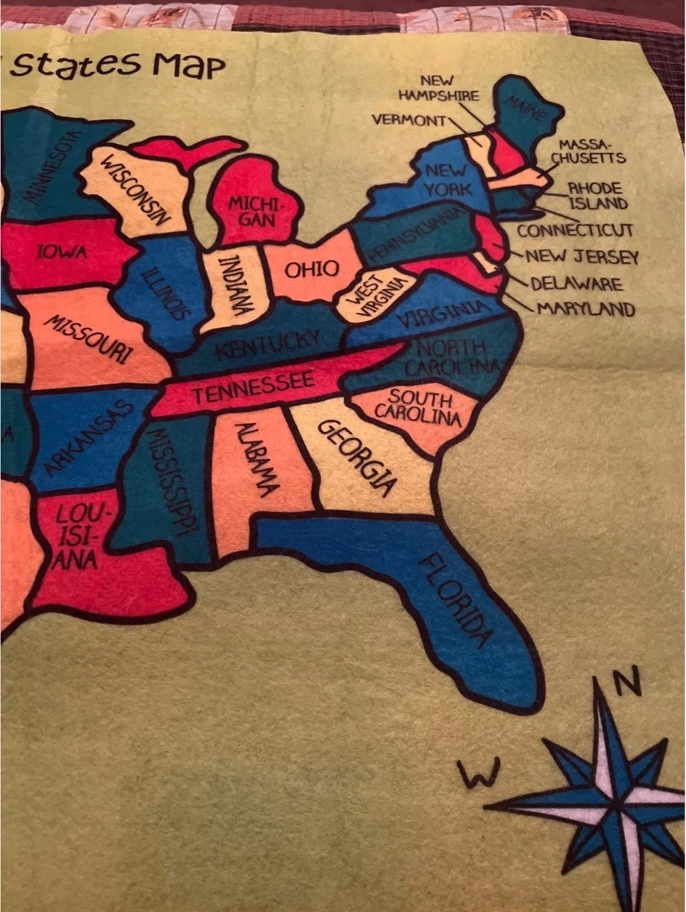 United States Map Educational Blanket
